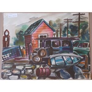 Vintage Harold‎ Laynor - Water color on paper Lanscape Painting - Not framed